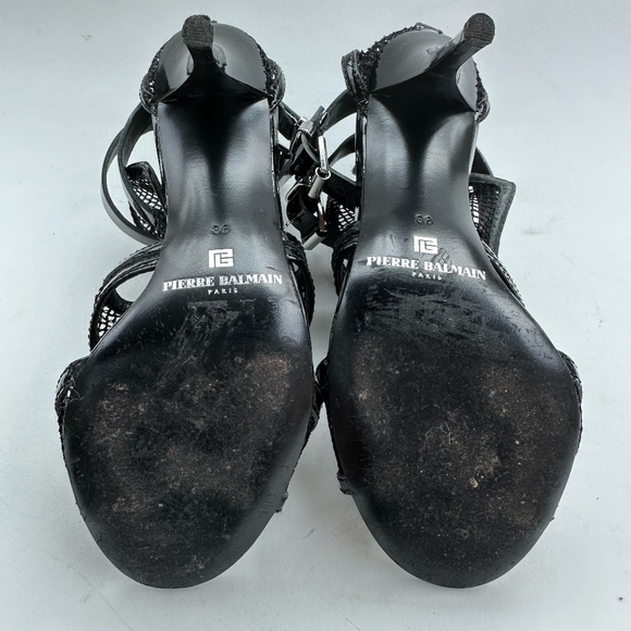 Pierre Balmain Black Leather Heel With Ankle Strap - Picture 4 of 10